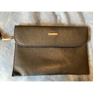 Black Pebble Envelope Wristlet Clutch Slim Textured Elim & Paul Clutch Vegan